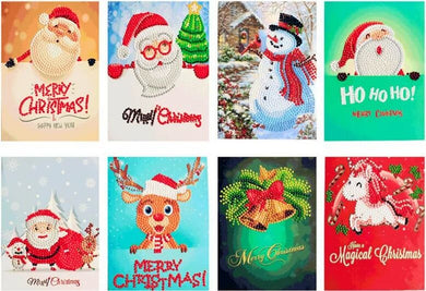 8 pcs Diamond Painting Christmas Greeting Cards