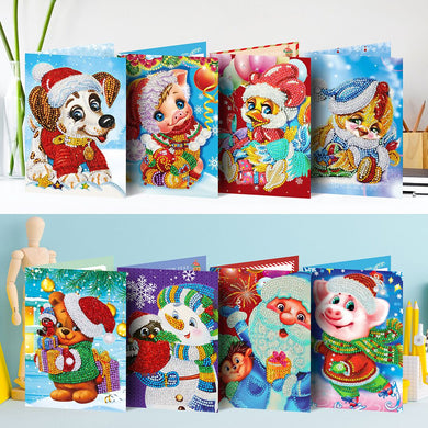 8 pcs Diamond Painting Greeting Cards Cartoon Animal Dog