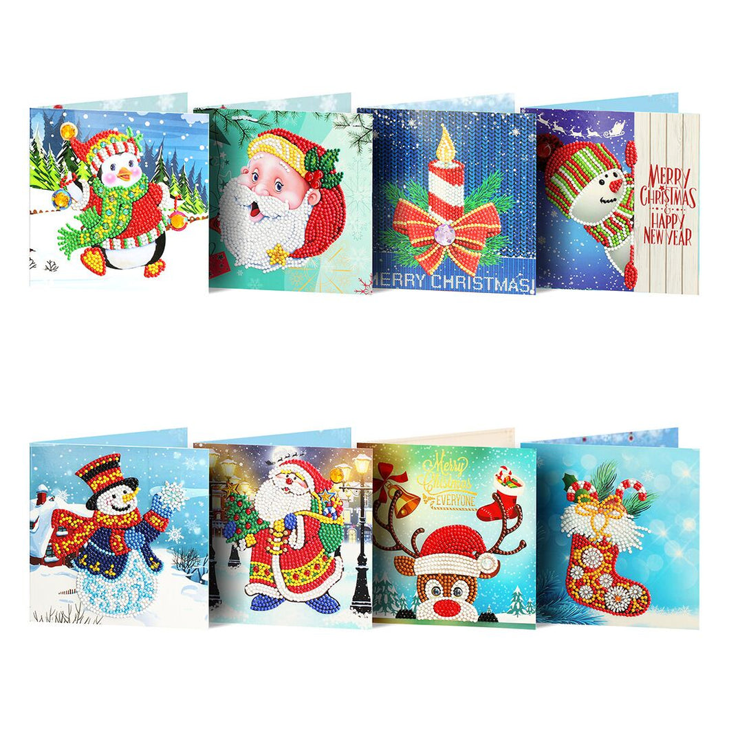 8 pcs Diamond Painting Greeting Cards for Xmas and Holiday Stocking