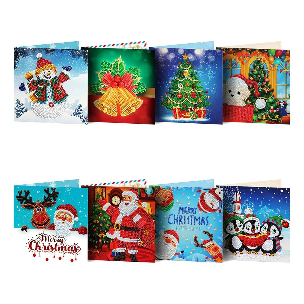 8 pcs Diamond Painting Greeting Cards for Xmas and Holiday