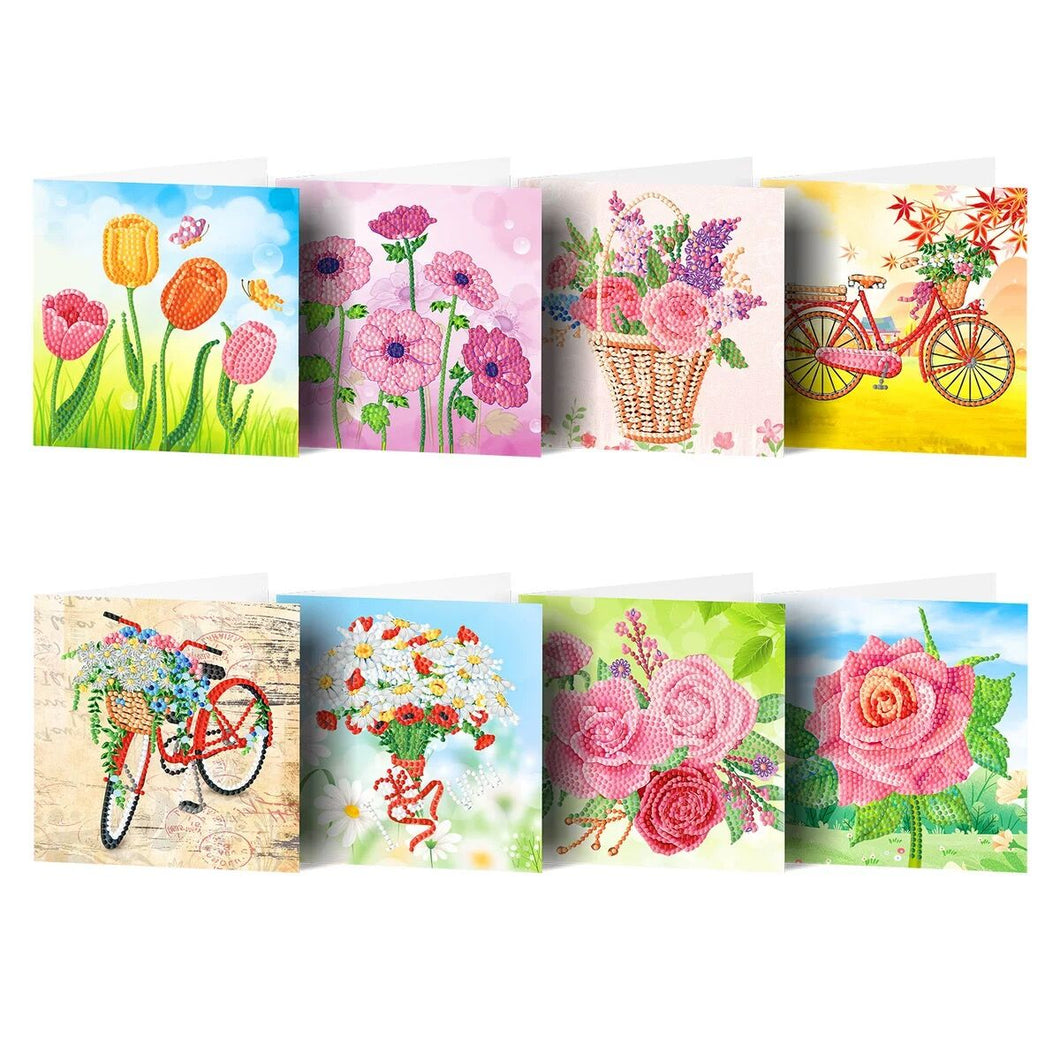 8 pcs Flowers Valentines Day Thanksgiving Teachers Day Greeting Card