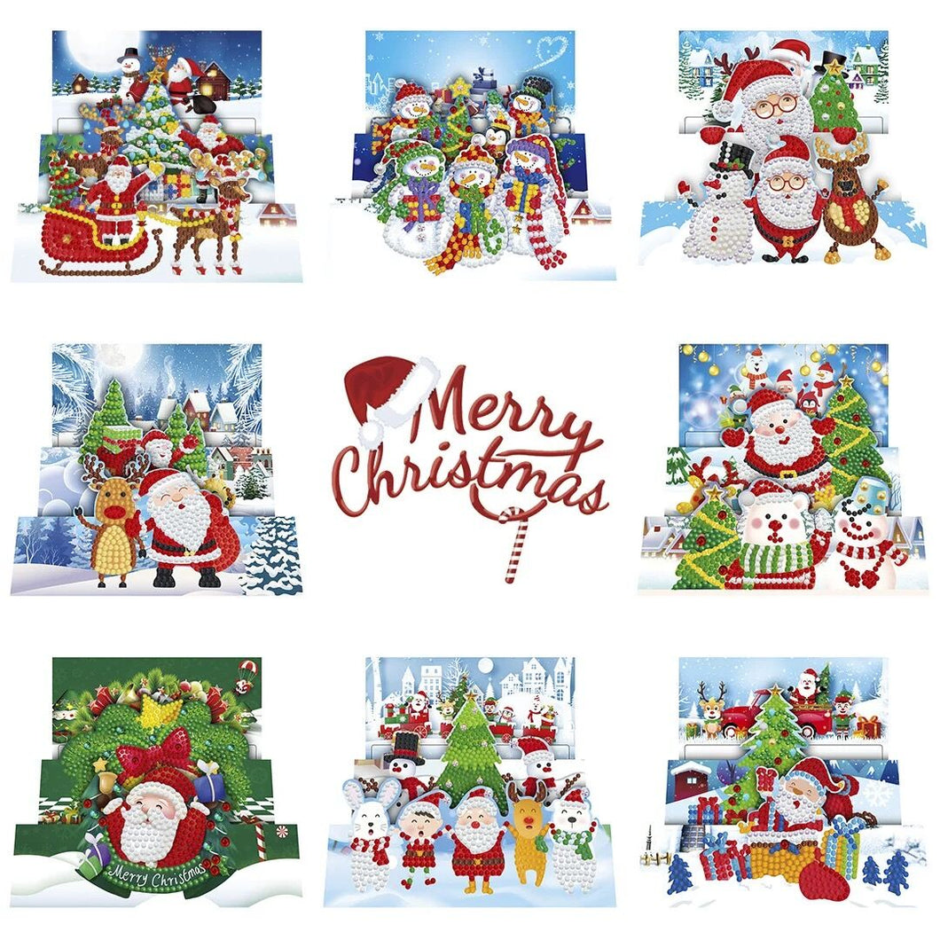 8 pcs Merry Christmas Greeting Card Santa Claus
