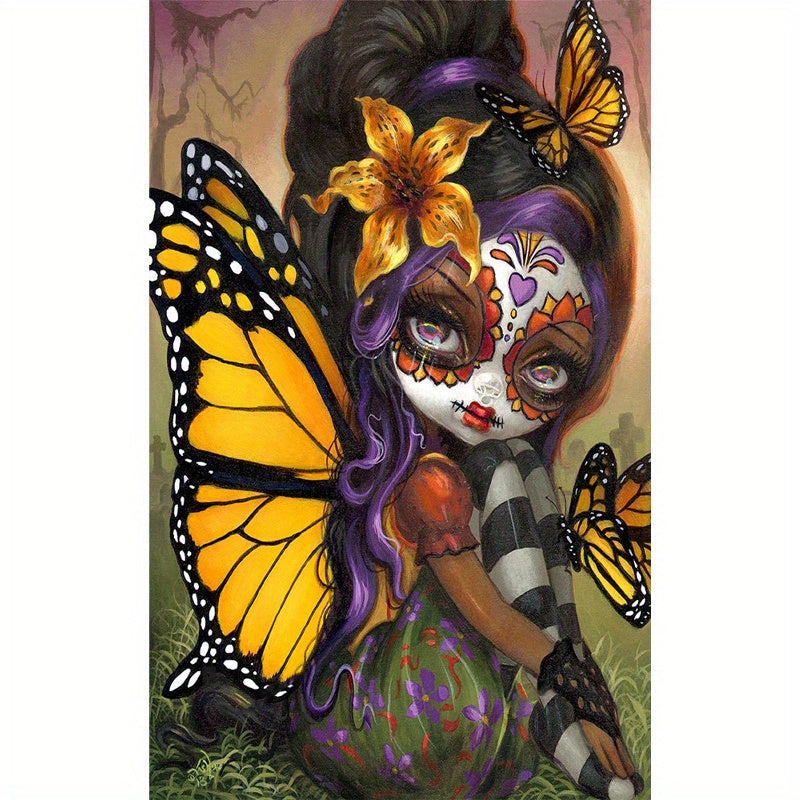 Moving Figures Butterfly Fairy Girl Embroidery Diamond Art 40x70CM/15.75x27.56inch