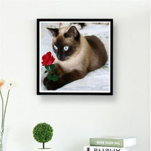 Load image into Gallery viewer, Black Cat With Red Rose Diamond Painting
