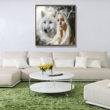 Load image into Gallery viewer, White Wolf And Princess Diamond Painting
