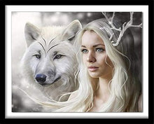 Load image into Gallery viewer, White Wolf And Princess Diamond Painting
