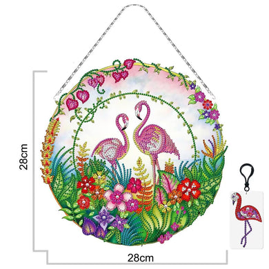 DIY Diamond Painting Flamingo Wreath with Keychain