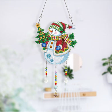 DIY Snowman Diamond Painting Wind Chimes Hanging Home Decoration