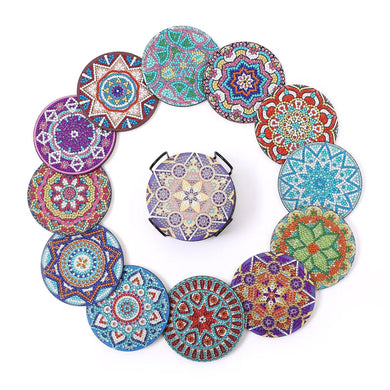 12 Pcs Coasters with Holder DIY Kit Mandala