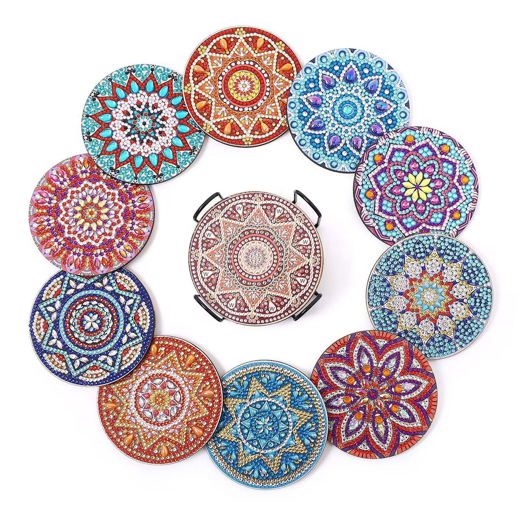 10 Pcs Coasters with Holder DIY Kit Mandala