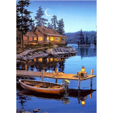 Moon Wooden House River Boat