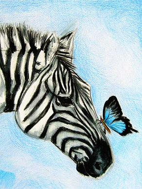 Diamond Painting DIY Zebra Blue Butterfly 30X40CM