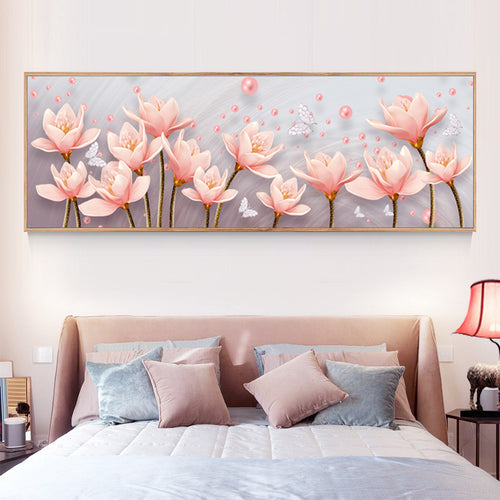 Flower Pink Diamond Painting Large Size