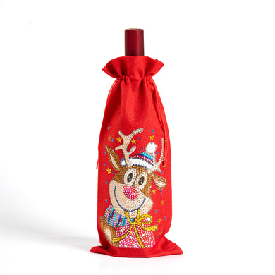 DIY Diamond Painting Red Wine Bag - Christmas Deer