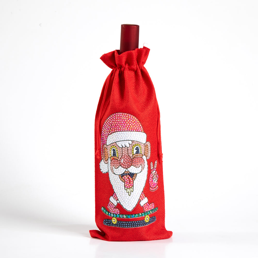 Diamond Painting Red Wine Bag - Red Happy Santa