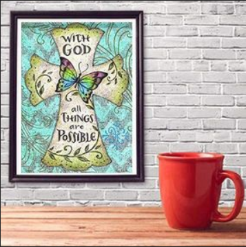 Diamond Painting With GOD all Things are Possible Home Decor