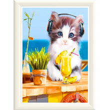 Load image into Gallery viewer, Cat Listening To Music 30X40cm
