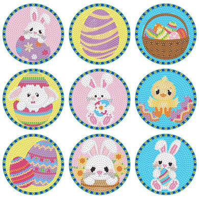 9Pcs Easter Rabbit DIY Diamond Painting Coasters ADP8815