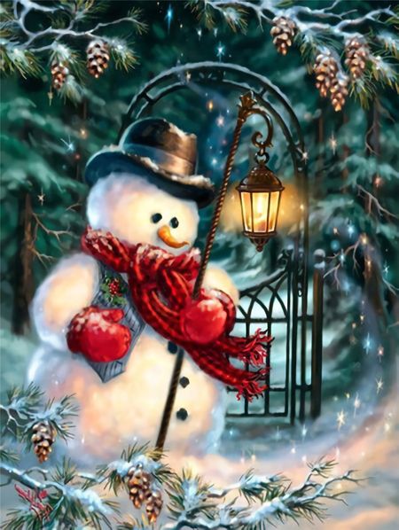 5D Diamond Painting Christmas Snowman Lights
