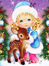 Load image into Gallery viewer, Santa Diamond Painting Little Girl
