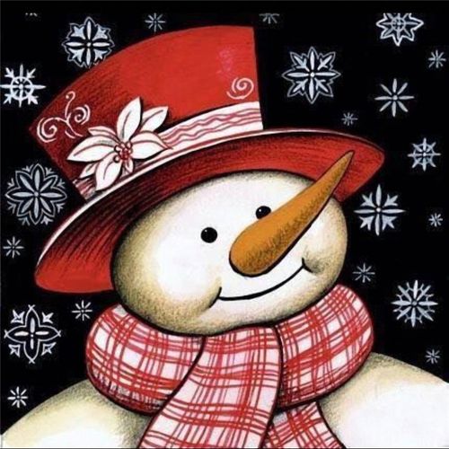 5D Diamond Painting Christmas Snowman With Scarf