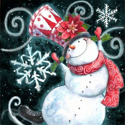 5D Diamond Painting Christmas Happy Snowman