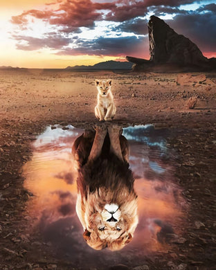 Lion Reflection 5D Diamond Painting
