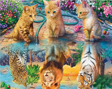 Load image into Gallery viewer, 5D Diamond Three Kittens Reflection
