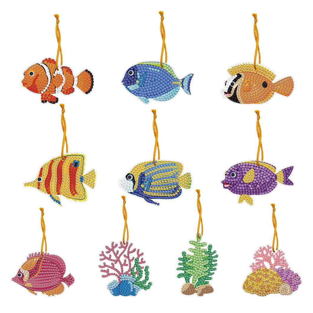 10pcs Colorful Small Goldfish DIY Full Drills Diamond Painting Pendant Hanging Ornament ADP9362