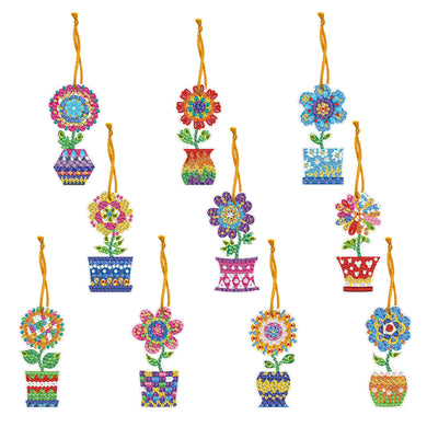 10pcs Colorful Small Flowerpot DIY Full Drills Diamond Painting Pendant Hanging Ornament ADP9361