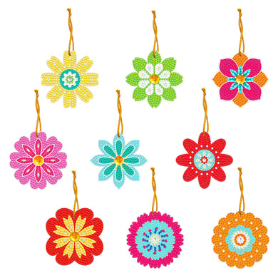 9pcs Colorful Flowers DIY Full Drills Diamond Painting Pendant Hanging Ornament ADP9360