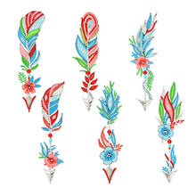 Load image into Gallery viewer, 6 Pieces Diamond Painting Feather Bookmarks Keychains Kit 5D DIY Crafts ADP9380
