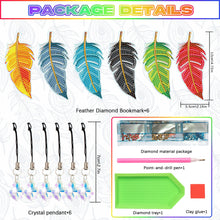 Load image into Gallery viewer, 6pcs Feather DIY Diamond Painting Bookmark Pendant Diamond Embroidery Bookmark Crafts Kits Art

