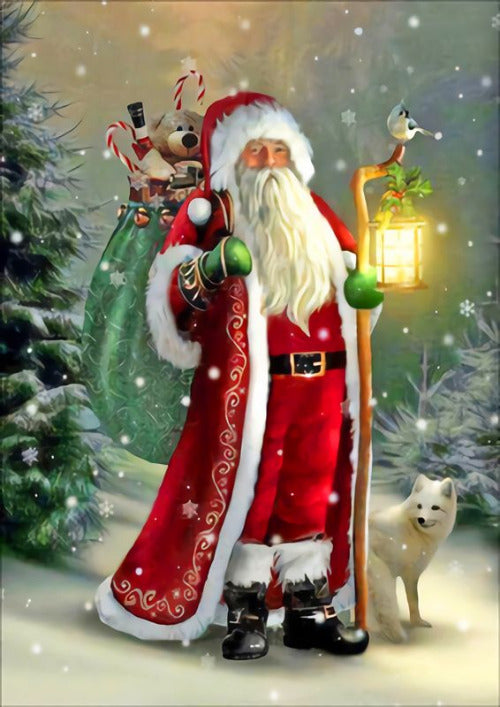 Festive Santa Claus Lantern 5D Diamond Painting Kit for Christmas DIY decoration