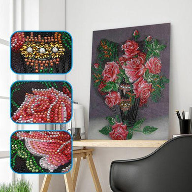 Special Shaped Drill Diamond Painting Red Rose