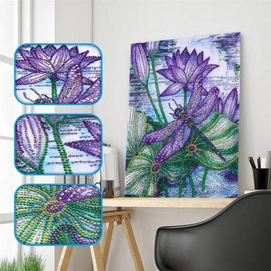 Special Shaped Drill Diamond Painting Lotus Dragonfly