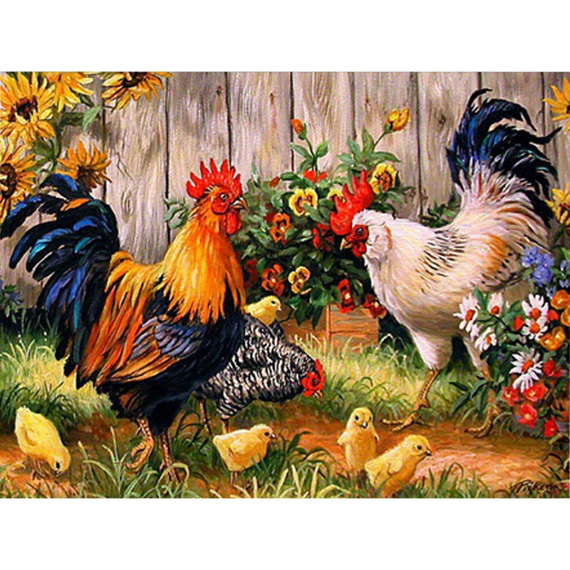 Rooster Hen Chick Diamond Painting Kits