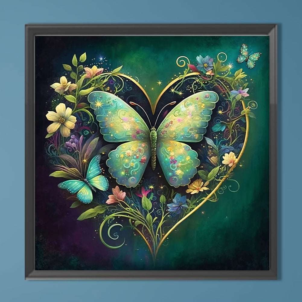 5D Art Wall Full Diamond Beginner Adult Butterfly In The Heart -30x30cm