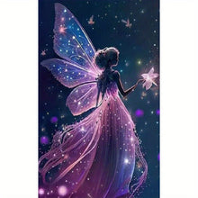Load image into Gallery viewer, Starry Sky Character Purple Butterfly Wings Fairy Embroidery Art 40x70CM/15.75x27.56inch

