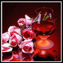 Load image into Gallery viewer, Pink Rose Wine Diamond Painting
