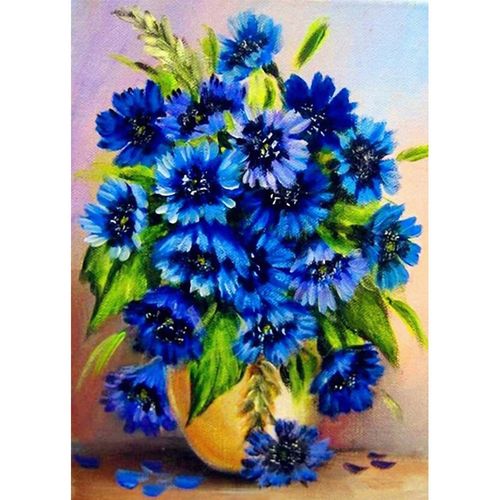 Blue Flower Stitch Diamond Painting