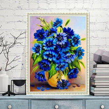 Load image into Gallery viewer, Blue Flower Stitch Diamond Painting
