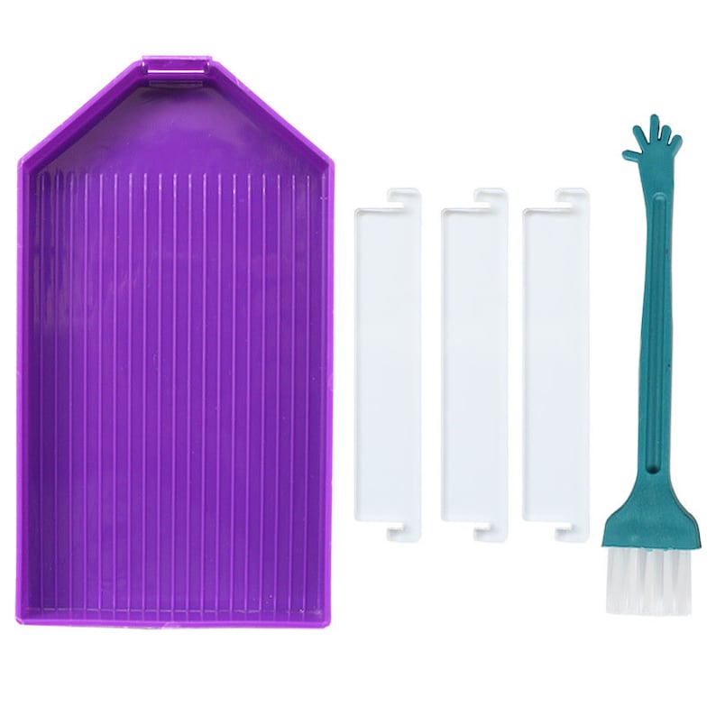 Organisateur De Plateau Pour Peinture Diamant - Avec 3 Stylos Et 4 Plateaux, éponge, 25x18 Cm